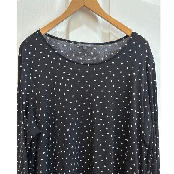 Adrianna Papell Women 3X Scoop Neck Polka Dot Stretch 3/4 Sleeve Blouse Career - Picture 3 of 8